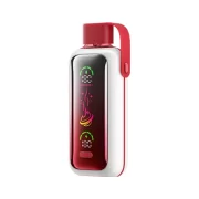 Vozol Star 20000 vape device featuring a watermelon bubblegum flavor, with a sleek red and white design, and a digital power display.