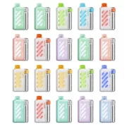 Image showcasing a collection of Vozol Vista 40K disposable vapes in multiple vibrant colors and flavors such as Aloe Grape and Peach Berry.